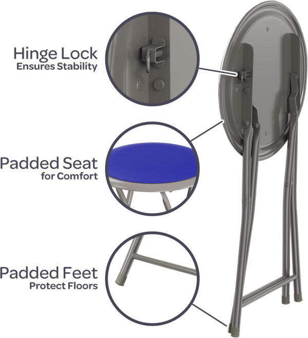 6887d71f71238e6123d394a8379cceae8f575d93e44cf71dd4385.jpg Folding Stool - Backless 18-Inch Stool with 225lb Capacity for Kitchen or Rec Room - Portable Indoor Counter Bar Stools by Lavish Home (Black)