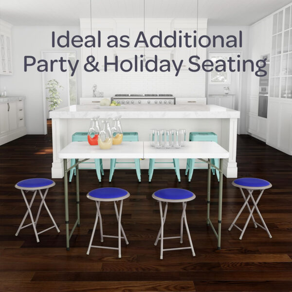 6887d720cc2ce78f830be77a10692daa9204660c87b55195e40ce.jpg Folding Stool - Backless 18-Inch Stool with 225lb Capacity for Kitchen or Rec Room - Portable Indoor Counter Bar Stools by Lavish Home (Black)