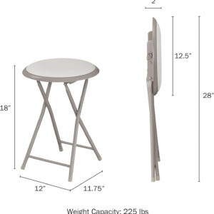 6887d72a9760f8c0fc169515c5af4e9ab020aecca4d4a07a03e08.jpg Folding Stool - Backless 18-Inch Stool with 225lb Capacity for Kitchen or Rec Room - Portable Indoor Counter Bar Stools by Lavish Home (Black)