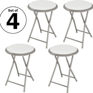 6887d72c3a55874605eca35611708d5b7f7f428c55a7db99ae216.jpg Folding Stool - Backless 18-Inch Stool with 225lb Capacity for Kitchen or Rec Room - Portable Indoor Counter Bar Stools by Lavish Home (Black)