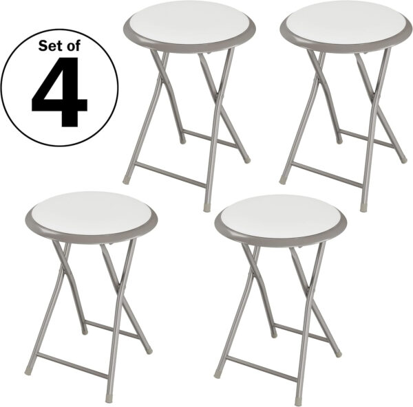 6887d72c3a55874605eca35611708d5b7f7f428c55a7db99ae216.jpg Folding Stool - Backless 18-Inch Stool with 225lb Capacity for Kitchen or Rec Room - Portable Indoor Counter Bar Stools by Lavish Home (Black)