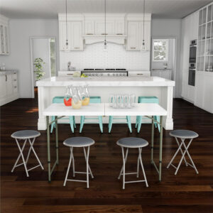 6887d73774dbfad80a2f26890ce7738e6316776103852e51ac649.jpg Folding Stool - Backless 18-Inch Stool with 225lb Capacity for Kitchen or Rec Room - Portable Indoor Counter Bar Stools by Lavish Home (Black)