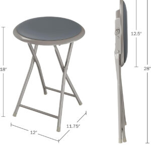 6887d73907e936b3e306dfb340183d872efc4bc3bb852e87bb4bf.jpg Folding Stool - Backless 18-Inch Stool with 225lb Capacity for Kitchen or Rec Room - Portable Indoor Counter Bar Stools by Lavish Home (Black)