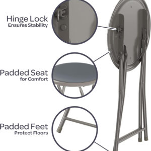 6887d73d86e8440990e91bcd6bfcbefc681658937e20575ca3700.jpg Folding Stool - Backless 18-Inch Stool with 225lb Capacity for Kitchen or Rec Room - Portable Indoor Counter Bar Stools by Lavish Home (Black)