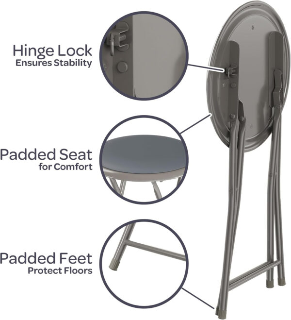 6887d73d86e8440990e91bcd6bfcbefc681658937e20575ca3700.jpg Folding Stool - Backless 18-Inch Stool with 225lb Capacity for Kitchen or Rec Room - Portable Indoor Counter Bar Stools by Lavish Home (Black)