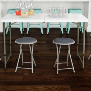 6887d747bf53980c91ae37bac5194a8c1b19e5eb93b51fcf8f611.jpg Folding Stool - Backless 18-Inch Stool with 225lb Capacity for Kitchen or Rec Room - Portable Indoor Counter Bar Stools by Lavish Home (Black)