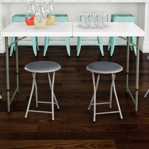 6887d747bf53980c91ae37bac5194a8c1b19e5eb93b51fcf8f611.jpg Folding Stool - Backless 18-Inch Stool with 225lb Capacity for Kitchen or Rec Room - Portable Indoor Counter Bar Stools by Lavish Home (Black)