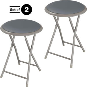 6887d7493e739893a198db970e9c528cbd8708350ef6497557543.jpg Folding Stool - Backless 18-Inch Stool with 225lb Capacity for Kitchen or Rec Room - Portable Indoor Counter Bar Stools by Lavish Home (Black)