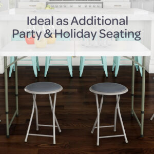 6887d74a999249ccbd6d1e227b5ffd23a8e28b18bc826f6c65a01.jpg Folding Stool - Backless 18-Inch Stool with 225lb Capacity for Kitchen or Rec Room - Portable Indoor Counter Bar Stools by Lavish Home (Black)