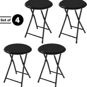 6887d7539c71f336348e8d14255fd5bbe5250b8732e9f3aaedcc4.jpg Folding Stool - Backless 18-Inch Stool with 225lb Capacity for Kitchen or Rec Room - Portable Indoor Counter Bar Stools by Lavish Home (Black)