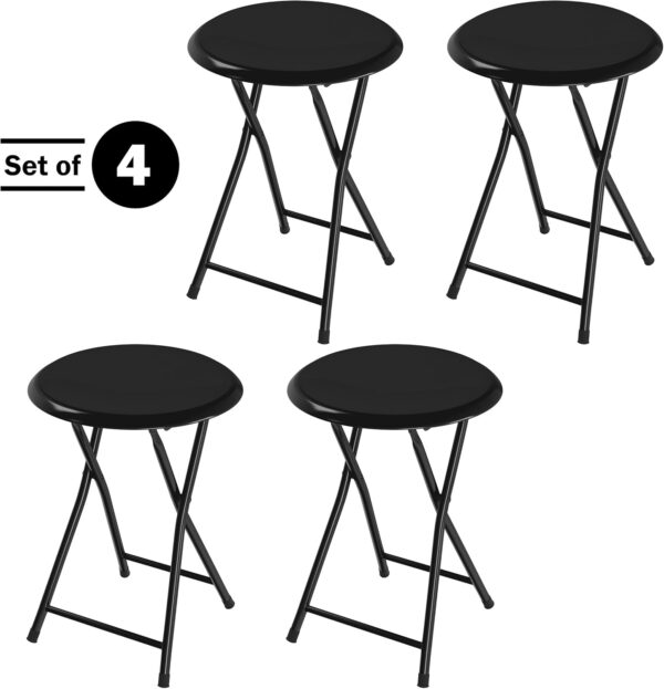 6887d7539c71f336348e8d14255fd5bbe5250b8732e9f3aaedcc4.jpg Folding Stool - Backless 18-Inch Stool with 225lb Capacity for Kitchen or Rec Room - Portable Indoor Counter Bar Stools by Lavish Home (Black)
