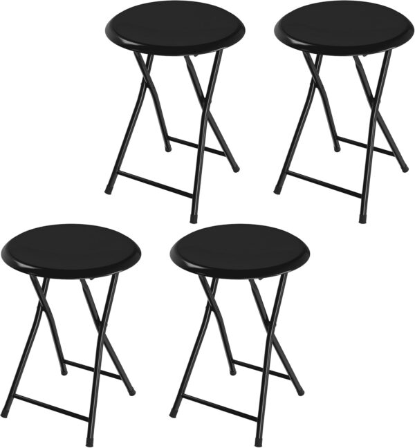 6887d754ce44024ace9755d8f79195f6e128998ba3d1c52933126.jpg Folding Stool - Backless 18-Inch Stool with 225lb Capacity for Kitchen or Rec Room - Portable Indoor Counter Bar Stools by Lavish Home (Black)