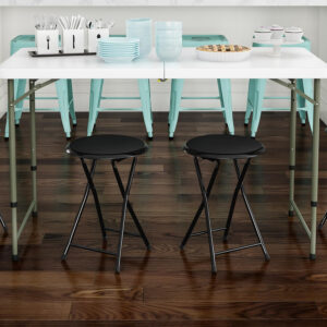 6887d7561cd7946fe2d8a58d4d99d3f9623d370f76aab028f7475.jpg Folding Stool - Backless 18-Inch Stool with 225lb Capacity for Kitchen or Rec Room - Portable Indoor Counter Bar Stools by Lavish Home (Black)