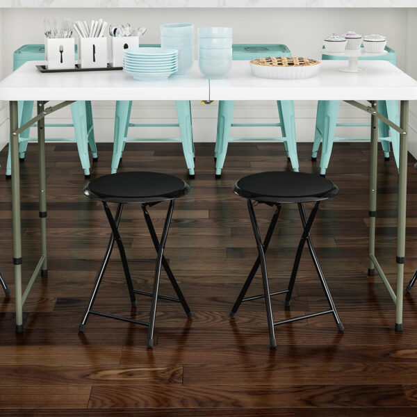 6887d7561cd7946fe2d8a58d4d99d3f9623d370f76aab028f7475.jpg Folding Stool - Backless 18-Inch Stool with 225lb Capacity for Kitchen or Rec Room - Portable Indoor Counter Bar Stools by Lavish Home (Black)