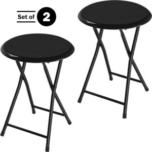 6887d757484b0512b5f3357ca1ce9583148f1d284e70d4b092c98.jpg Folding Stool - Backless 18-Inch Stool with 225lb Capacity for Kitchen or Rec Room - Portable Indoor Counter Bar Stools by Lavish Home (Black)