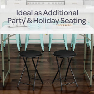 6887d75864894edad3c1f02f417647f1fdfcca4ca4d34428e4cab.jpg Folding Stool - Backless 18-Inch Stool with 225lb Capacity for Kitchen or Rec Room - Portable Indoor Counter Bar Stools by Lavish Home (Black)