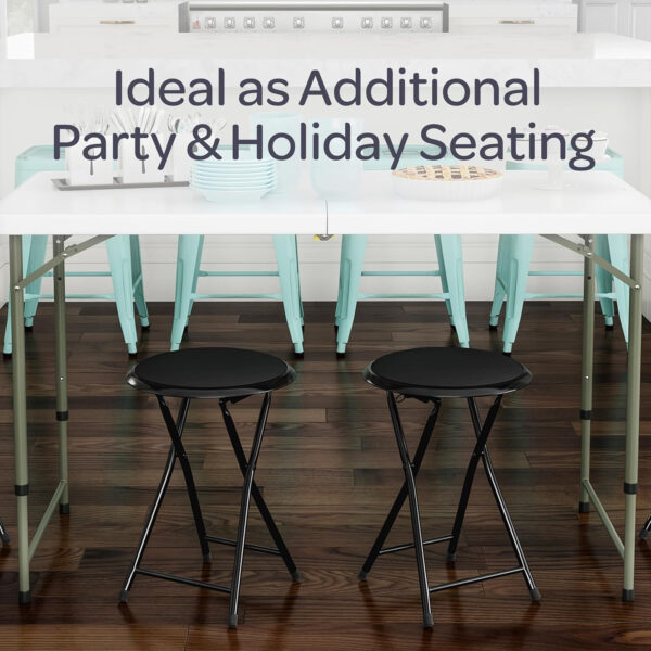 6887d75864894edad3c1f02f417647f1fdfcca4ca4d34428e4cab.jpg Folding Stool - Backless 18-Inch Stool with 225lb Capacity for Kitchen or Rec Room - Portable Indoor Counter Bar Stools by Lavish Home (Black)
