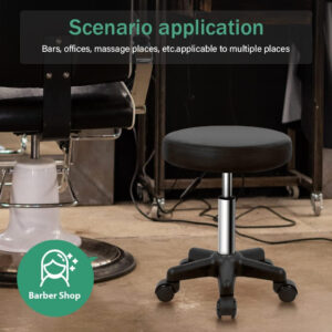 6887d77dd1243fa6c2286763cb957869b004d1f27c120c052c90d.jpg FURWOO Round Rolling Stool Height Adjustable Stool with Wheels for Spa Salon Massage Black