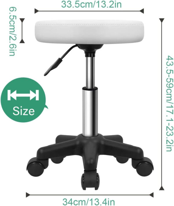 6887d7845c6821727e77cd69676d3bab4cbd81aed38428420a624.jpg FURWOO Round Rolling Stool Height Adjustable Stool with Wheels for Spa Salon Massage Black