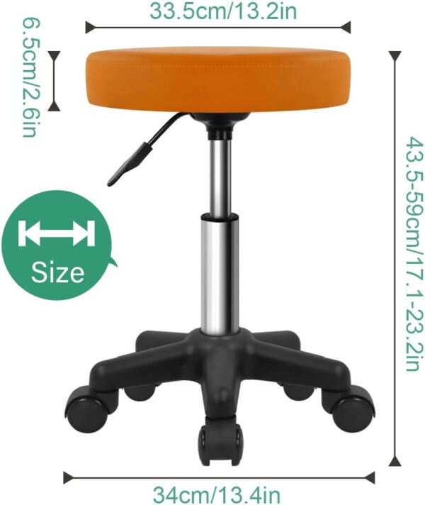 6887d78f311413bce271b677eb5e519481c89790f506494214270.jpg FURWOO Round Rolling Stool Height Adjustable Stool with Wheels for Spa Salon Massage Black