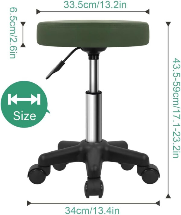 6887d79cd3ec355cf8cb71d1ba29ff76e574542ce040085294cc8.jpg FURWOO Round Rolling Stool Height Adjustable Stool with Wheels for Spa Salon Massage Black