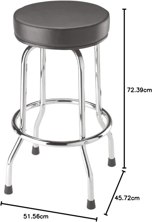 BIG RED Torin Swivel Bar Stool: Padded Garage/Shop Seat with Chrome Plated Legs, Black, 28.74" Tall, 18.5" Diameter