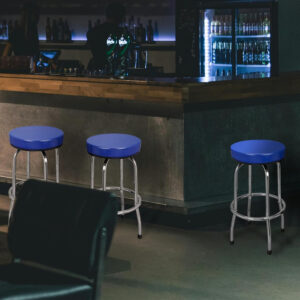 BIG RED Torin Swivel Bar Stool: Padded Garage/Shop Seat with Chrome Plated Legs, Black, 28.74" Tall, 18.5" Diameter