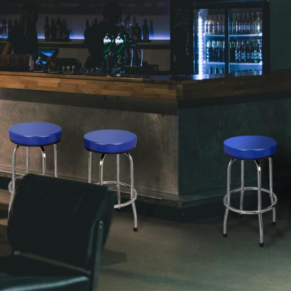 BIG RED Torin Swivel Bar Stool: Padded Garage/Shop Seat with Chrome Plated Legs, Black, 28.74" Tall, 18.5" Diameter