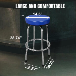 BIG RED Torin Swivel Bar Stool: Padded Garage/Shop Seat with Chrome Plated Legs, Black, 28.74" Tall, 18.5" Diameter