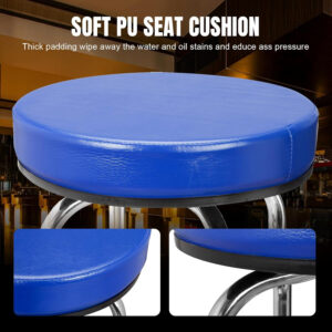BIG RED Torin Swivel Bar Stool: Padded Garage/Shop Seat with Chrome Plated Legs, Black, 28.74" Tall, 18.5" Diameter