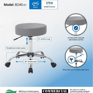 Boss Office Products Be Well Medical Spa Stool in Black