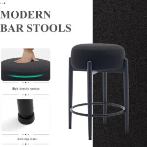 COLAMY Bar Stools Set of 2, Modern Swivel Bar Chairs, Adjustable Faux Leather Upholstered Barstools Counter Height with High Backrest for Bar, Kitchen Island, Dining Room, Black