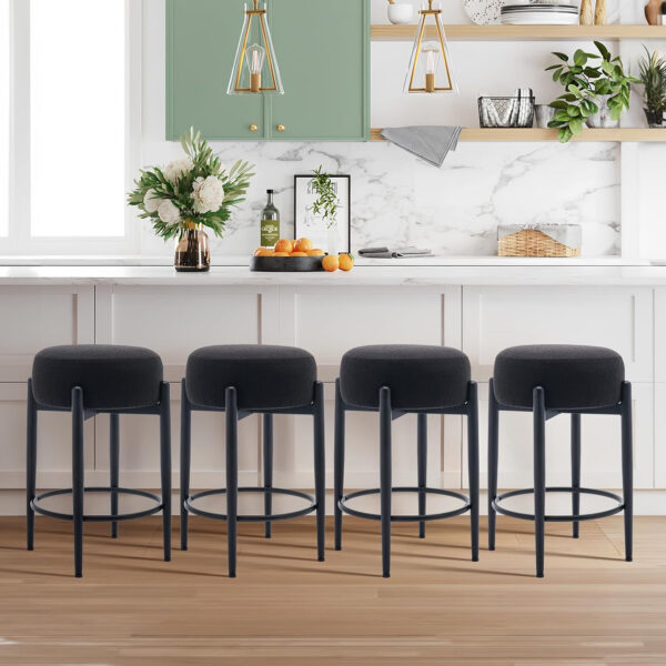 COLAMY Bar Stools Set of 2, Modern Swivel Bar Chairs, Adjustable Faux Leather Upholstered Barstools Counter Height with High Backrest for Bar, Kitchen Island, Dining Room, Black