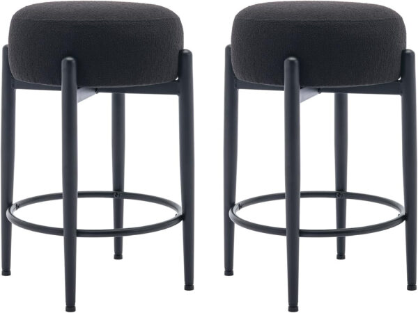 COLAMY Bar Stools Set of 2, Modern Swivel Bar Chairs, Adjustable Faux Leather Upholstered Barstools Counter Height with High Backrest for Bar, Kitchen Island, Dining Room, Black