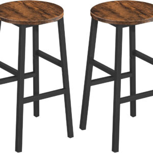 6887dab8d8bd330fbfdcfc1d63057bb3d52dda022166a7d0dea39.jpg Bar Stools, Set of 2 Round Bar Chairs with Footrest, 24.4 Inch Kitchen Breakfast Bar Stools, Industrial Bar Stools, Easy Assembly, for Dining Room, Kitchen, Rustic Brown BAHR0201Z