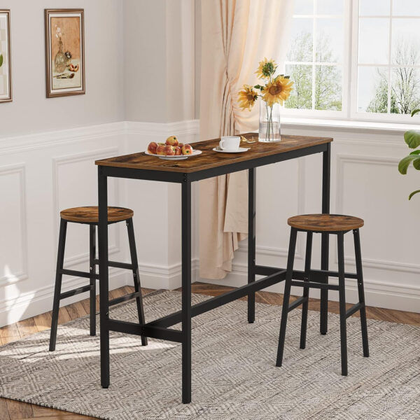 6887dac1916b3da07ee15101cbe177ac1a61e74613cbb3b6693b8.jpg Bar Stools, Set of 2 Round Bar Chairs with Footrest, 24.4 Inch Kitchen Breakfast Bar Stools, Industrial Bar Stools, Easy Assembly, for Dining Room, Kitchen, Rustic Brown BAHR0201Z