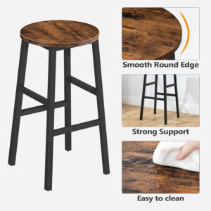 6887dac5225c73e51641350f30b366ae3d7b473a40bbf607fd1e3.jpg Bar Stools, Set of 2 Round Bar Chairs with Footrest, 24.4 Inch Kitchen Breakfast Bar Stools, Industrial Bar Stools, Easy Assembly, for Dining Room, Kitchen, Rustic Brown BAHR0201Z