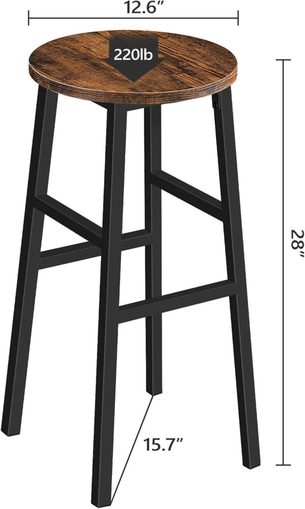 6887dadae89ab2d9d7dafa543a6b36a710a23e221772984dde4f6.jpg Bar Stools, Set of 2 Round Bar Chairs with Footrest, 24.4 Inch Kitchen Breakfast Bar Stools, Industrial Bar Stools, Easy Assembly, for Dining Room, Kitchen, Rustic Brown BAHR0201Z