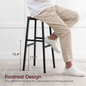 6887dae273bc0035a1b8a11b509d6ca8ea9e47d5d4f47a988c6a2.jpg Bar Stools, Set of 2 Round Bar Chairs with Footrest, 24.4 Inch Kitchen Breakfast Bar Stools, Industrial Bar Stools, Easy Assembly, for Dining Room, Kitchen, Rustic Brown BAHR0201Z