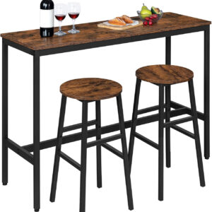 6887daf3cc68b68af17b8fc66bef48c06d2dbeef59d15c7fe2302.jpg Bar Stools, Set of 2 Round Bar Chairs with Footrest, 24.4 Inch Kitchen Breakfast Bar Stools, Industrial Bar Stools, Easy Assembly, for Dining Room, Kitchen, Rustic Brown BAHR0201Z