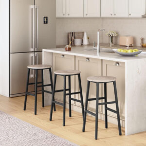 6887dafd6dec671a71d07eb7a06c733303011bb6f84c338019bde.jpg Bar Stools, Set of 2 Round Bar Chairs with Footrest, 24.4 Inch Kitchen Breakfast Bar Stools, Industrial Bar Stools, Easy Assembly, for Dining Room, Kitchen, Rustic Brown BAHR0201Z