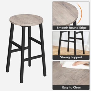 6887dafee3ff82f77a0bfc3f00b2d2946ab85fbda50d316653311.jpg Bar Stools, Set of 2 Round Bar Chairs with Footrest, 24.4 Inch Kitchen Breakfast Bar Stools, Industrial Bar Stools, Easy Assembly, for Dining Room, Kitchen, Rustic Brown BAHR0201Z
