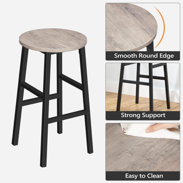 6887dafee3ff82f77a0bfc3f00b2d2946ab85fbda50d316653311.jpg Bar Stools, Set of 2 Round Bar Chairs with Footrest, 24.4 Inch Kitchen Breakfast Bar Stools, Industrial Bar Stools, Easy Assembly, for Dining Room, Kitchen, Rustic Brown BAHR0201Z