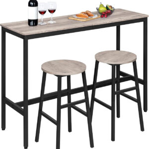 6887db01e51108e1f059902d2ae5900625db48e6ec4ad61ed0277.jpg Bar Stools, Set of 2 Round Bar Chairs with Footrest, 24.4 Inch Kitchen Breakfast Bar Stools, Industrial Bar Stools, Easy Assembly, for Dining Room, Kitchen, Rustic Brown BAHR0201Z