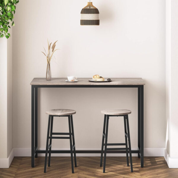 6887db036ecf49fd2e6495f9ee0666205b1197f8017876e6057bc.jpg Bar Stools, Set of 2 Round Bar Chairs with Footrest, 24.4 Inch Kitchen Breakfast Bar Stools, Industrial Bar Stools, Easy Assembly, for Dining Room, Kitchen, Rustic Brown BAHR0201Z