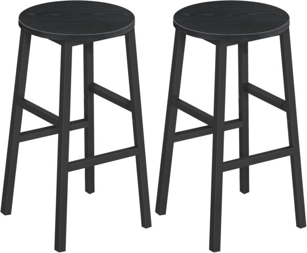 6887db04ea44f4dce74e8fff6822a0c76fbbdfd2623d7215ddb0e.jpg Bar Stools, Set of 2 Round Bar Chairs with Footrest, 24.4 Inch Kitchen Breakfast Bar Stools, Industrial Bar Stools, Easy Assembly, for Dining Room, Kitchen, Rustic Brown BAHR0201Z