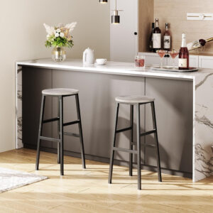 6887db126dab74b7e87ba7825c0738a7ee1cd6776f175c46f122e.jpg Bar Stools, Set of 2 Round Bar Chairs with Footrest, 24.4 Inch Kitchen Breakfast Bar Stools, Industrial Bar Stools, Easy Assembly, for Dining Room, Kitchen, Rustic Brown BAHR0201Z