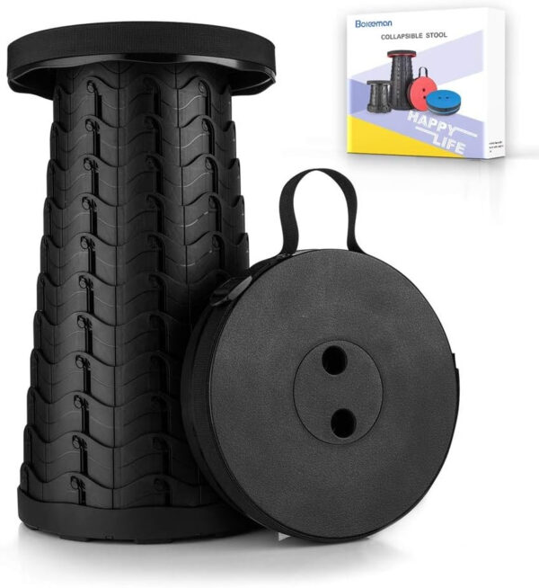 6887db3e0d10971b4ea410d1b7567efd842ba28408cab17e8f33d.jpg Boreeman Upgraded Folding Stool Lightweight Yet More Sturdy with Load Capacity 400lbs Portable Collapsible Stool for Camping Fishing Hiking BBQ (Black)