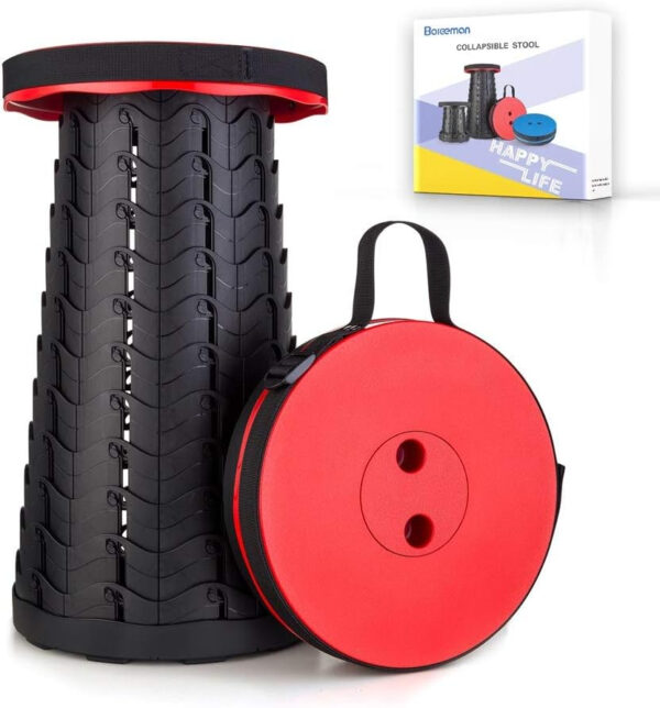 6887db486ef02bab7d7db7bd936aeaf9eacb43ab7b5e30a8b9c99.jpg Boreeman Upgraded Folding Stool Lightweight Yet More Sturdy with Load Capacity 400lbs Portable Collapsible Stool for Camping Fishing Hiking BBQ (Black)