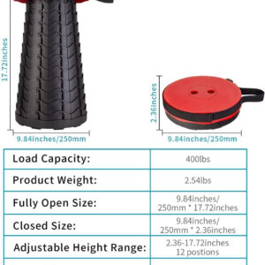 6887db4980dbc080ea0f843c6dcce1b728c30e4407ee10486565d.jpg Boreeman Upgraded Folding Stool Lightweight Yet More Sturdy with Load Capacity 400lbs Portable Collapsible Stool for Camping Fishing Hiking BBQ (Black)